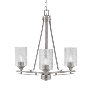 Uptowne 3 Light, Uplight, Chandelier, Aged Silver Finish, 4" Smoke Bubble Glass (323-AS-3002)