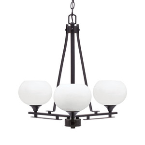 Uptowne 3 Light, Uplight, Chandelier, Dark Granite Finish, 7" White Muslin Glass (323-DG-212)