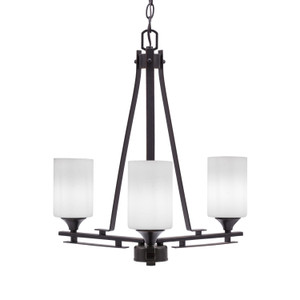 Uptowne 3 Light, Uplight, Chandelier, Dark Granite Finish, 4" White Muslin Glass (323-DG-310)
