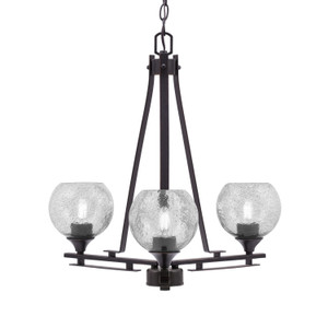 Uptowne 3 Light, Uplight, Chandelier, Dark Granite Finish, 5.75" Smoke Bubble Glass (323-DG-4102)