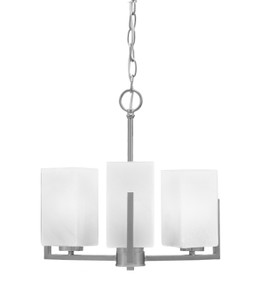 Atlas 3 Light Chandelier, Graphite Finish, 3.5" Square White Marble Glass (4503-GP-541)
