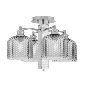 Edge 4 Light Semi-Flush, Brushed Nickel Finish, 6" Smoke Textured Glass (1157-BN-4612)