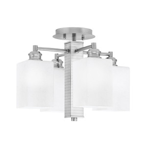 Edge 4 Light Semi-Flush, Brushed Nickel Finish, 4" White Muslin Glass (1157-BN-531)