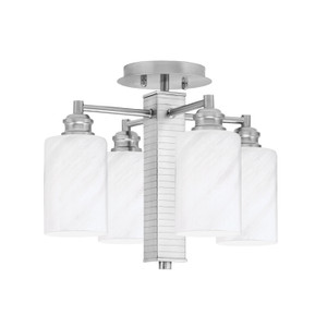 Edge 4 Light Semi-Flush, Brushed Nickel Finish, 4" White Marble Glass (1157-BN-3001)