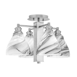Edge 4 Light Semi-Flush, Brushed Nickel Finish, 6.25" Onyx Swirl Glass (1157-BN-4769)