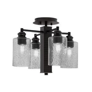 Edge 4 Light Semi-Flush, Espresso Finish, 4" Smoke Bubble Glass (1157-ES-3002)