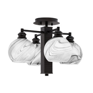 Edge 4 Light Semi-Flush, Espresso Finish, 5.75" Onyx Swirl Glass (1157-ES-4109)