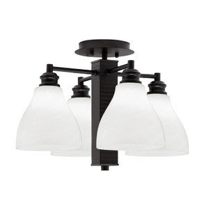 Edge 4 Light Semi-Flush, Espresso Finish, 6.25" White Marble Glass (1157-ES-4761)