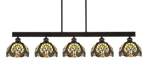 Edge 5 Light Bar, Espresso Finish, 7" Ivory Cypress Art Glass (1185-ES-9945)