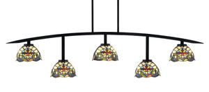 Kurve 5 Light Bar, Matte Black Finish, 7" Earth Star Art Glass (3745-MB-9365)