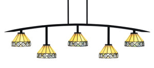 Kurve 5 Light Bar, Matte Black Finish, 7" Diamond Peak Art Glass (3745-MB-9405)