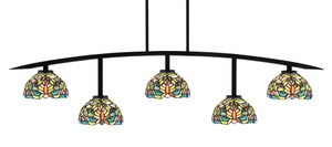 Kurve 5 Light Bar, Matte Black Finish, 7" Kaleidoscope Art Glass (3745-MB-9905)