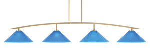 Kurve 4 Light Bar, New Age Brass Finish, 16" Blue Italian Glass (3734-NAB-415) Kurve 4 Light Bar, New Age Brass Finish, 16" Blue Italian Glass (3734-NAB-415)