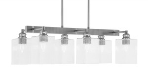 Edge 6 Light Bar, Brushed Nickel Finish, 4" Square Clear Bubble Glass (1186-BN-530)