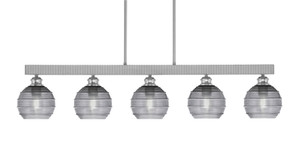 Edge 5 Light Bar, Brushed Nickel Finish, 6" Smoke Ribbed Glass (1185-BN-5112)