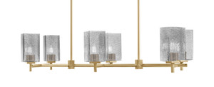 Franklin 6 Light Island Light, New Age Brass Finish, 3.5" Square Smoke Bubble Glass (1226-NAB-542)