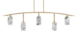 Kurve 5 Light Bar, New Age Brass Finish, 3.5" Square Onyx Swirl Glass (3745-NAB-549)