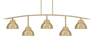 Kurve 5 Light Bar, New Age Brass Finish, 7" New Age Brass Double Bubble Metal Shades (3745-NAB-427-NAB)