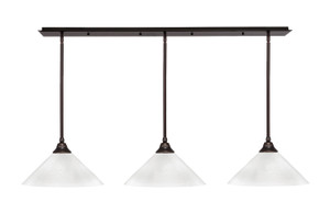 3 Light Stem Hung Linear Pendalier, Dark Granite Finish, 16" White Marble Glass (48-DG-2161)