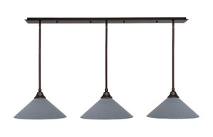3 Light Stem Hung Linear Pendalier, Dark Granite Finish, 16" Gray Matrix Glass (48-DG-4012)