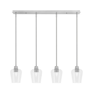 Edge 4 Light Linear Pendalier, Brushed Nickel Finish, 5" Clear Bubble Glass (1156-BN-210)