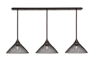3 Light Stem Hung Linear Pendalier, Dark Granite Finish, 14" Dark Granite Cone Mesh Metal Shades (48-DG-808-DG) 3 Light Stem Hung Linear Pendalier, Dark Granite Finish, 14" Dark Granite Cone Mesh Metal Shades (48-DG-808-DG)