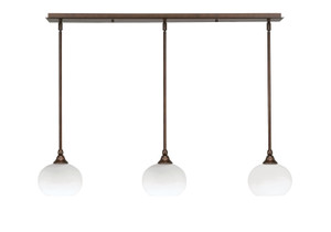 3 Light Stem Hung Linear Pendalier, Bronze Finish, 7" White Muslin Glass (36-BRZ-212) 3 Light Stem Hung Linear Pendalier, Bronze Finish, 7" White Muslin Glass (36-BRZ-212)