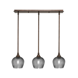 3 Light Stem Hung Linear Pendalier, Bronze Finish, 6" Smoke Textured Glass  (25-BRZ-4602)