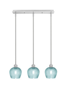Edge 3 Light Linear Pendalier, Brushed Nickel Finish, 6" Turquoise Textured Glass (1153-BN-4605)
