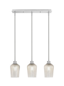 Edge 3 Light Linear Pendalier, Brushed Nickel Finish, 5" Silver Textured Glass (1153-BN-4253)