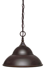 Chain Hung Mini Pendant, Dark Granite Finish, 13" Dark Granite Double Bubble Metal Shade (11-DG-428-DG)