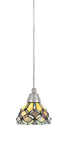Cord Mini Pendant, Brushed Nickel Finish, 7" Grand Merlot Art Glass (22-BN-9435)