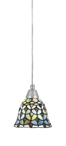 Cord Mini Pendant, Brushed Nickel Finish, 7" Crescent Art Glass (22-BN-9965) Cord Mini Pendant, Brushed Nickel Finish, 7" Crescent Art Glass (22-BN-9965)