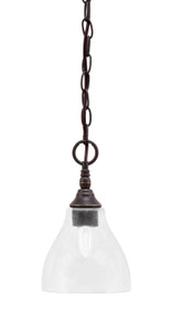 Chain Hung Mini Pendant, Dark Granite Finish, 6.25" Clear Bubble glass (11-DG-4760)