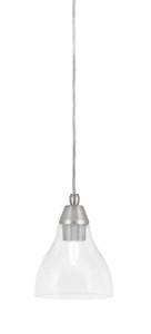 Cord Mini Pendant, Brushed Nickel Finish, 6.25" Clear Bubble Glass (22-BN-4760)