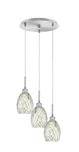 Edge 3 Light Cluster Pendalier, Brushed Nickel Finish, 5" Natural Fusion Glass (1173-BN-5054)