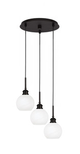 Edge 3 Light Cluster Pendalier, Espresso Finish, 5.75" White Marble Glass (1173-ES-4101)