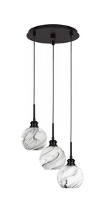 Edge 3 Light Cluster Pendalier, Espresso Finish, 5.75" Onyx Swirl Glass (1173-ES-4109)