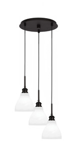 Edge 3 Light Cluster Pendalier, Espresso Finish, 6.25" White Marble Glass (1173-ES-4761)