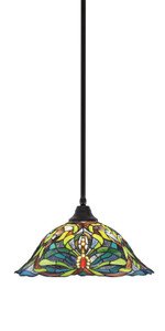 Stem Hung Pendant, Espresso Finish, 19" Kaleidoscope Art Glass (26-ES-990)