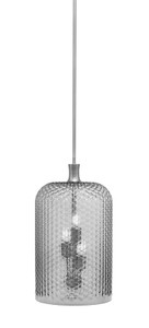Stem Pendant, 3 Light Cluster, Graphite Finish, 12" Smoke Textured Glass (14-GP-4212)