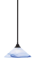 Stem Hung Pendant, Espresso Finish, 16" Blue Swirl Glass (26-ES-514)