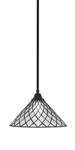 Stem Hung Pendant, Espresso Finish, 16" Diamond Ice Art Glass (26-ES-918)