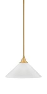 Stem Hung Pendant, New Age Brass Finish, 16" White Marble Glass (26-NAB-2161)