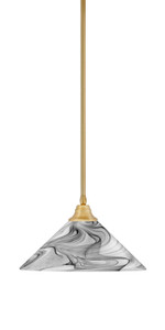 Stem Hung Pendant, New Age Brass Finish, 16" Onyx Swirl Glass (26-NAB-2169)
