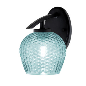 Kurve Downlight Wall Sconce, Matte Black Finish, 6" Turquoise Textured Glass (3720-MB-4605)