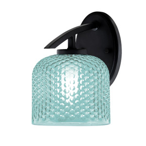 Kurve Downlight Wall Sconce, Black Matte Finish, 6" Turquoise Textured Glass (3720-MB-4615)