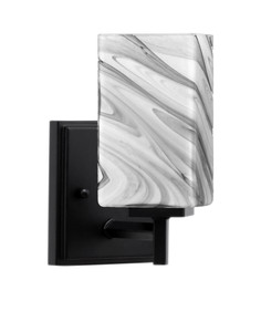 Franklin Wall Sconce, Matte Black Finish, 3.5" Square Onyx Swirl Glass (1211-MB-549)