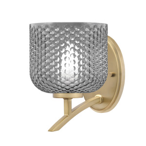 Kurve 1 Light Uplight Wall Sconce, New Age Brass Finish, 6" Smoke Textured Glass (3721-NAB-4612)