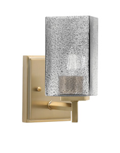 Franklin Wall Sconce, New Age Brass Finish, 3.5" Square Smoke Bubble Glass (1211-NAB-542)